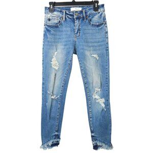 KanCan Nala Mid Rise Ankle Skinny Jeans Women 7/27 Distressed Ripped Frayed Hem